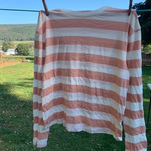 Light tan and white striped longsleeve T-shirt